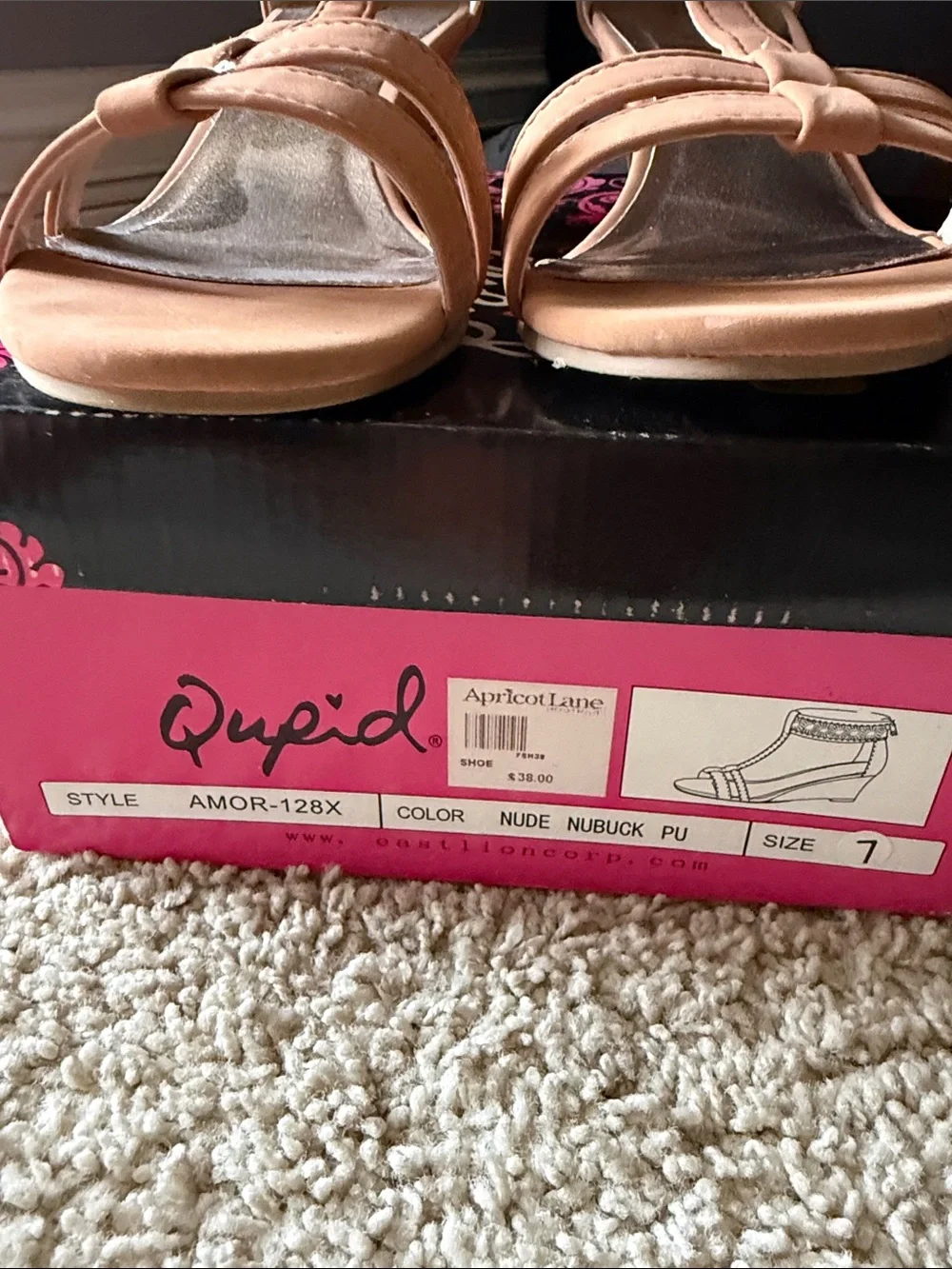 Cupid Peach T-Strap Block Heel Sandals